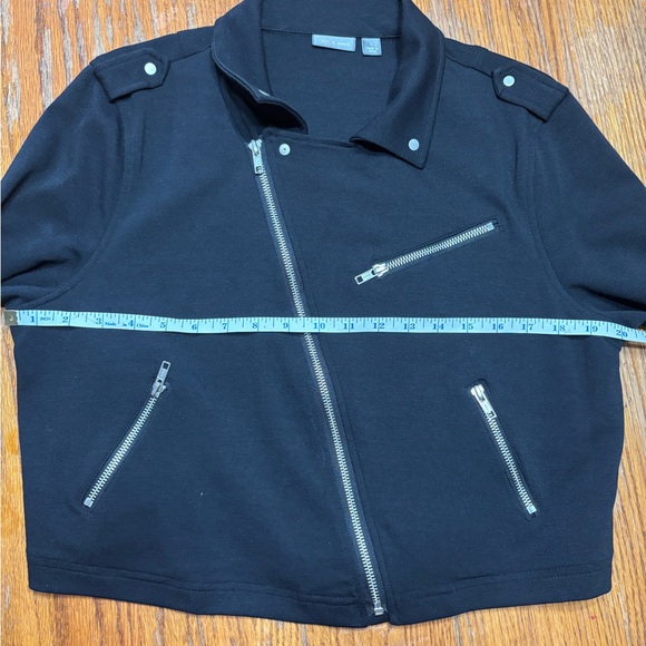 Black Moto cropped knit jacket Womens sz L Apt 9 zippers Stretch Apt 9 Goth Y2K - Picture 7 of 9
